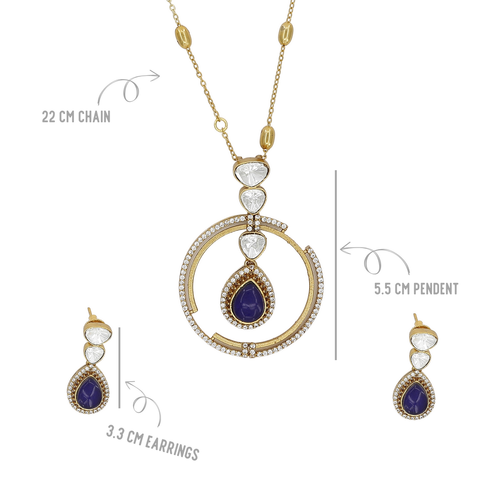 Circle Big Pendent Fusion Necklace Set with Colors