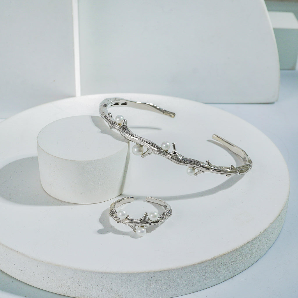Silver Polish Elegant Kada And Ring Combo Jewelry