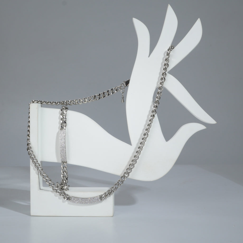 Silverpolish Necklace And Bracelet With Diamond Combo Jewelry