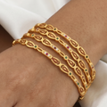 Gold Plated Sleek Bangle Set of 4 with Crystals