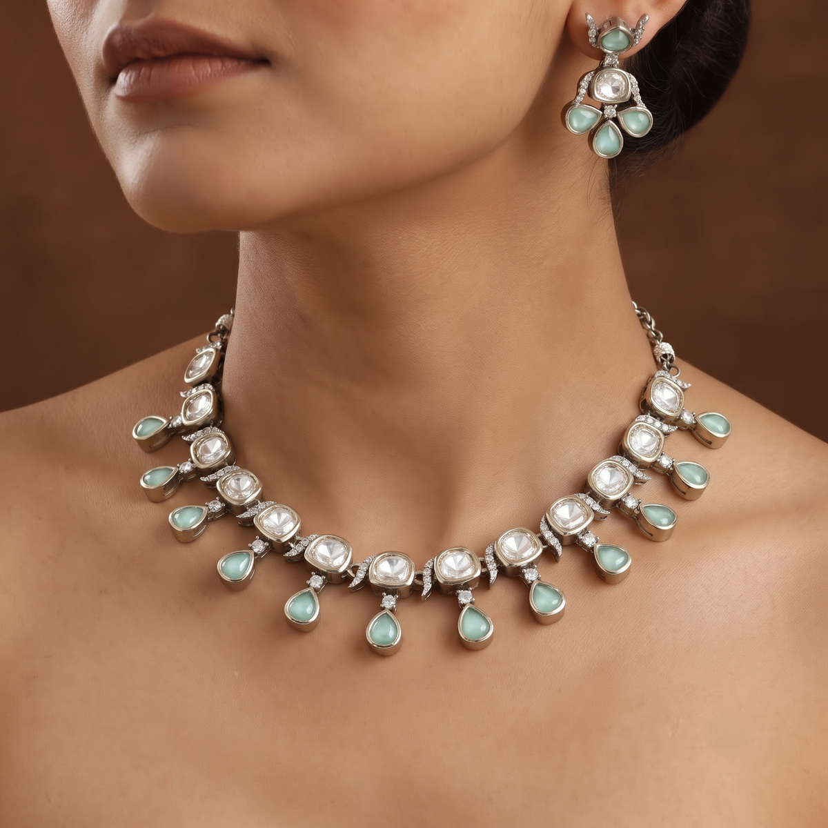 Stone & Polki Wedding Necklace Set