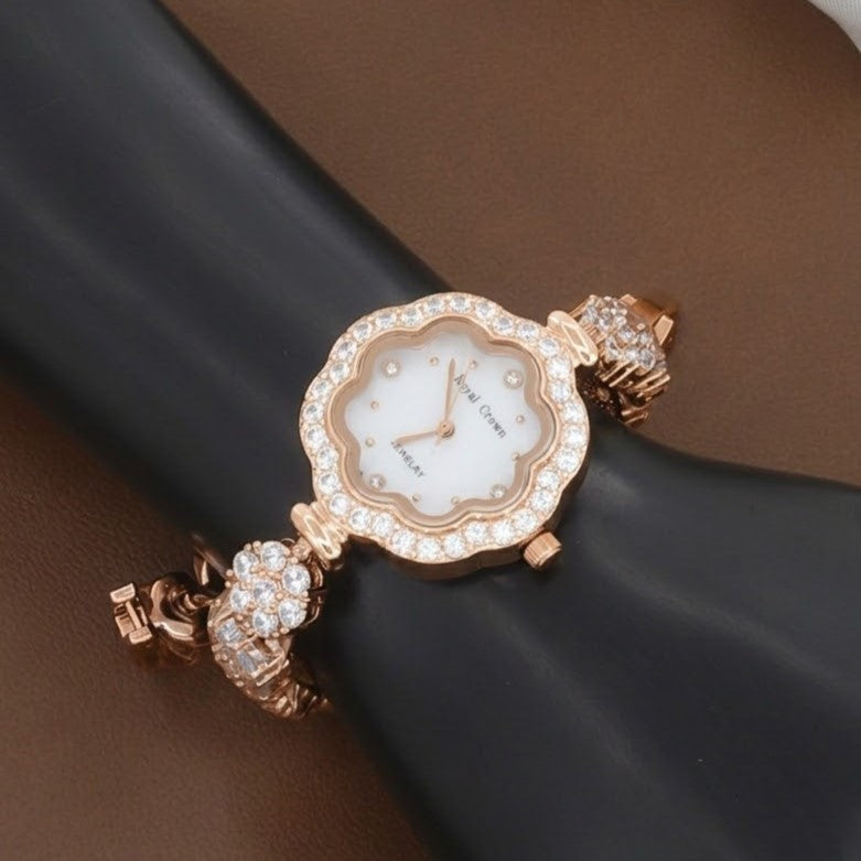 Elegant Rose Gold Floral Watch for Women