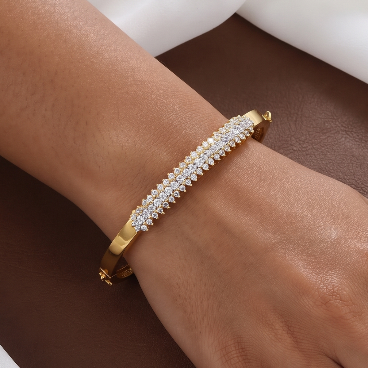 Radiant Double-Row Gold Bangle Bracelet