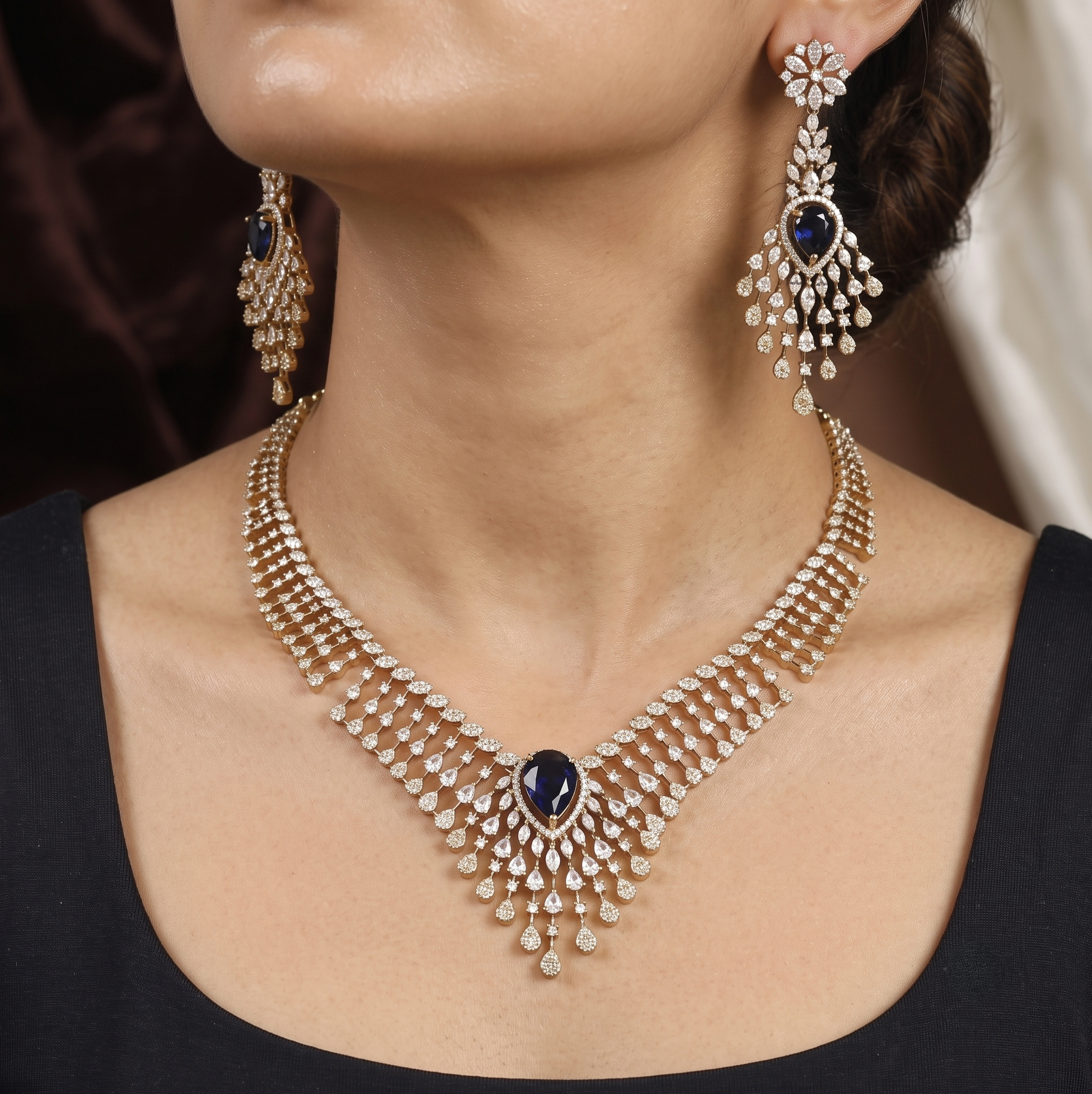 Designer Stone & Cubic Zirconia Diamond Necklace Set