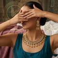 Traditional Punjabi Hasli Necklace Set with Jhumkas