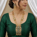 Ethnic Gold-Plated Peacock & Jhumki Necklace Set with Meenakari Work