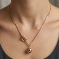 Gold-Tone Tie Knot & Polished Ball Lariat-Style Necklace