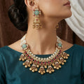 Grand Kundan & Ruby Necklace Set with Jhumka Earrings