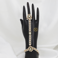 Elegant Gold Hathphool with Kundan & Green Enamel