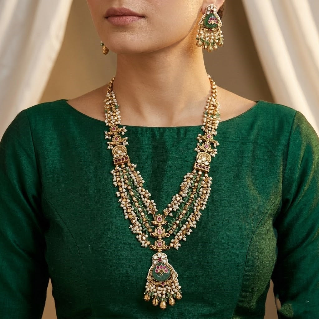 Regal Heritage Emerald & Ruby Temple Jewelry Set