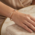 Minimalist Gold Open Cuff Bracelet with Dual Stones