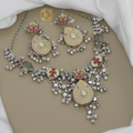 German Silver Temple Pendant Inspired Necklace Set