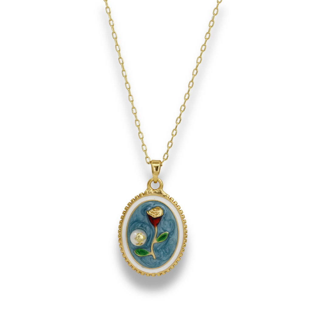 Pastel Stone Flower Design Vintage Pendent Necklace