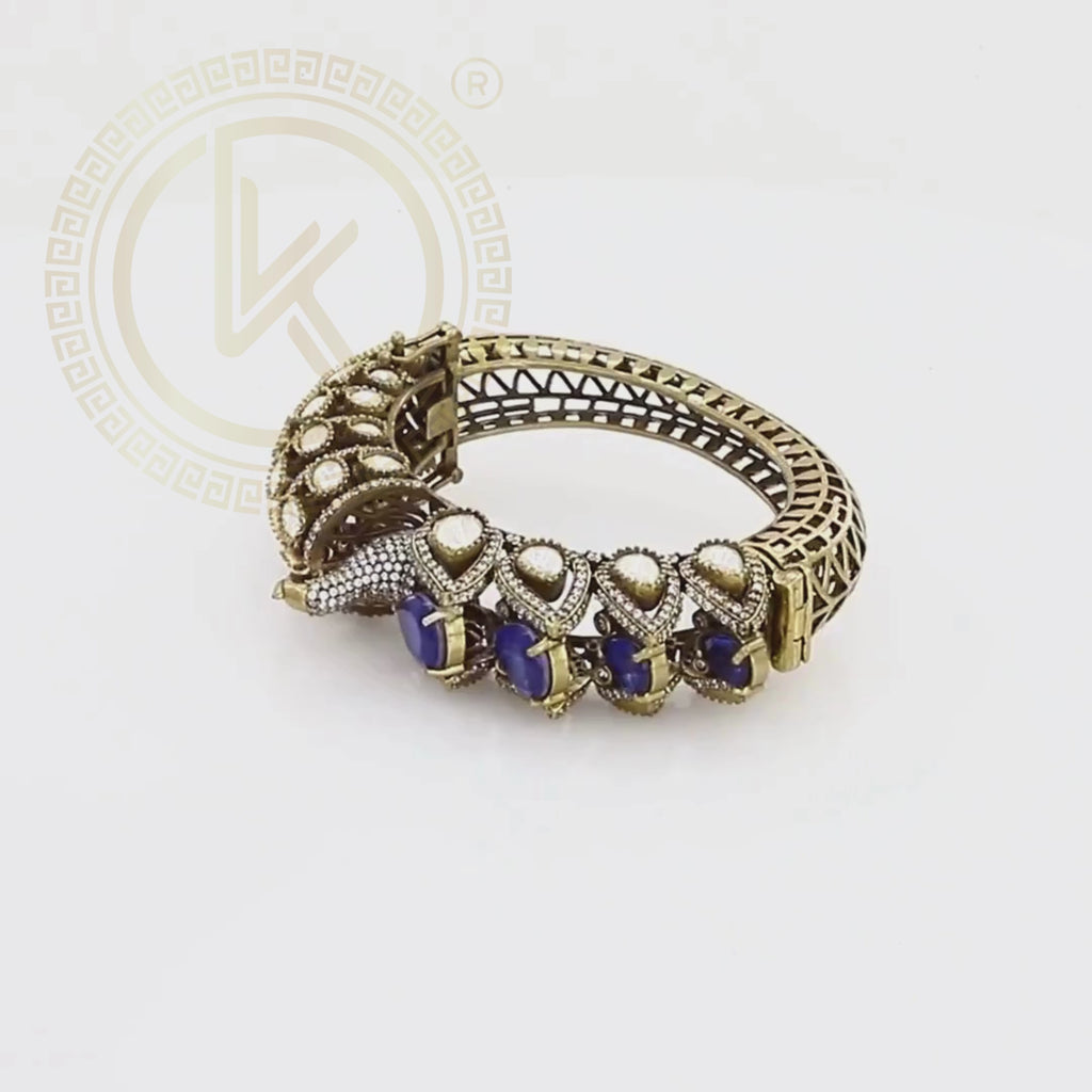 Handcrafted Gemstone Accents Peacock Kada