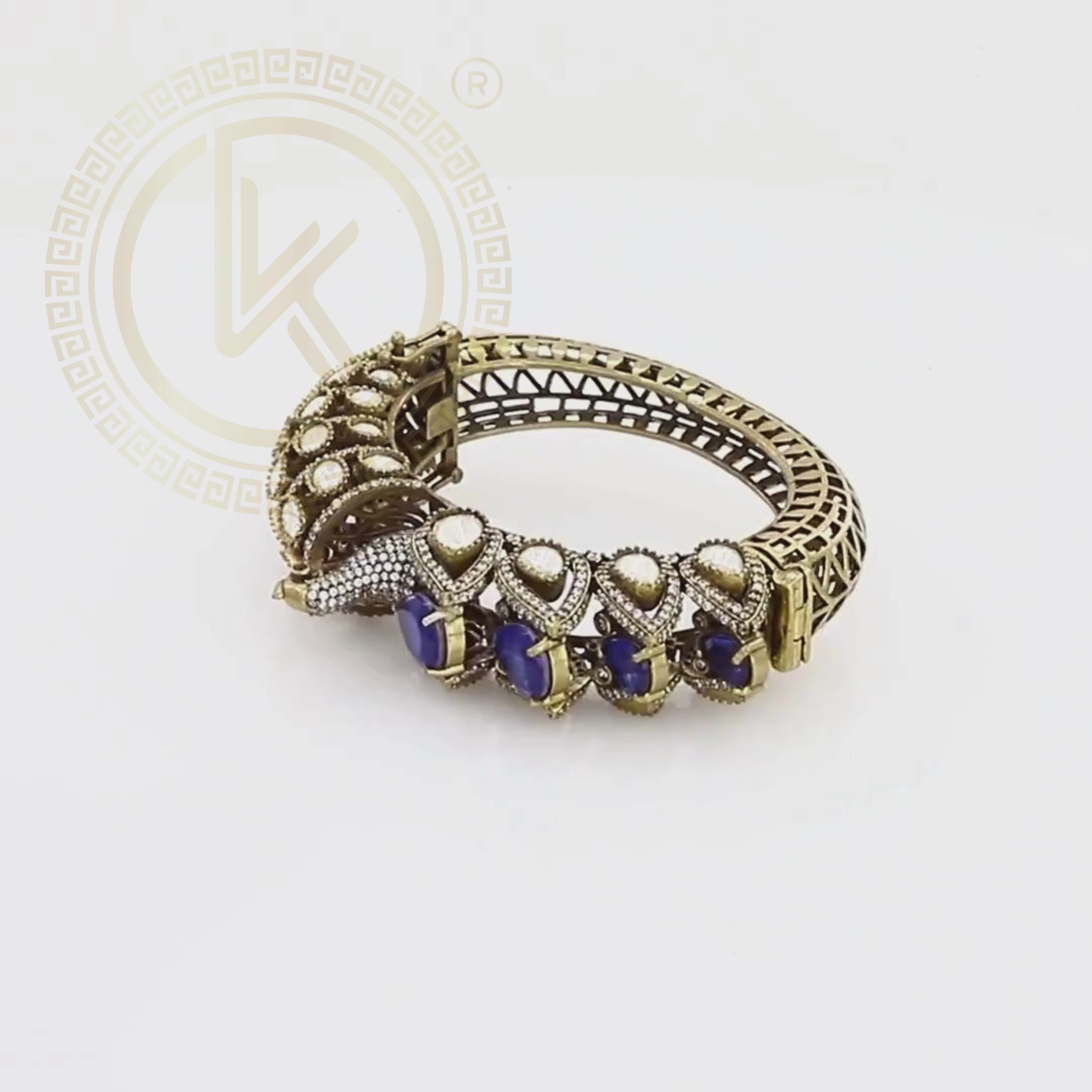 Handcrafted Gemstone Accents Peacock Kada