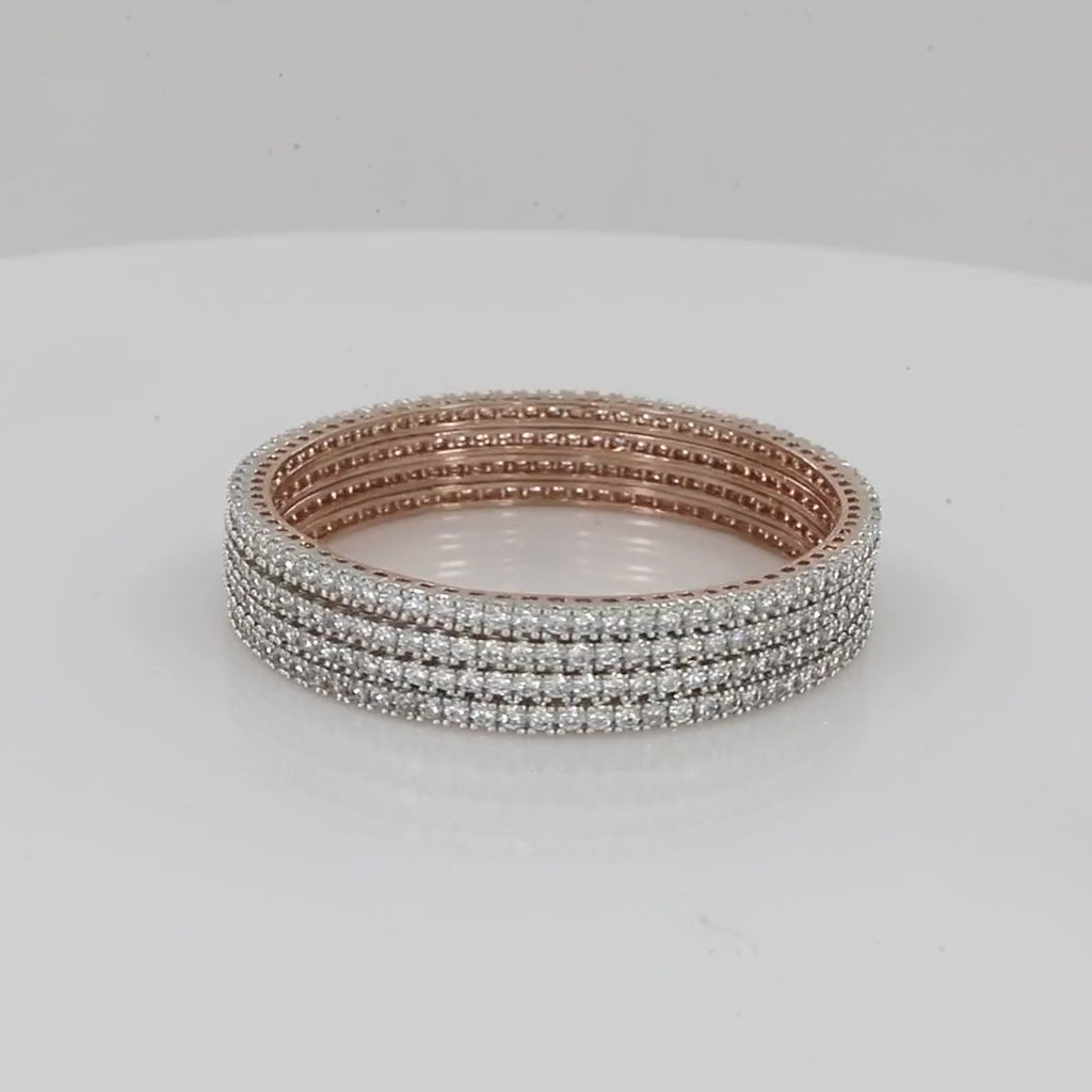 Rose polished Round Diamond Bangles
