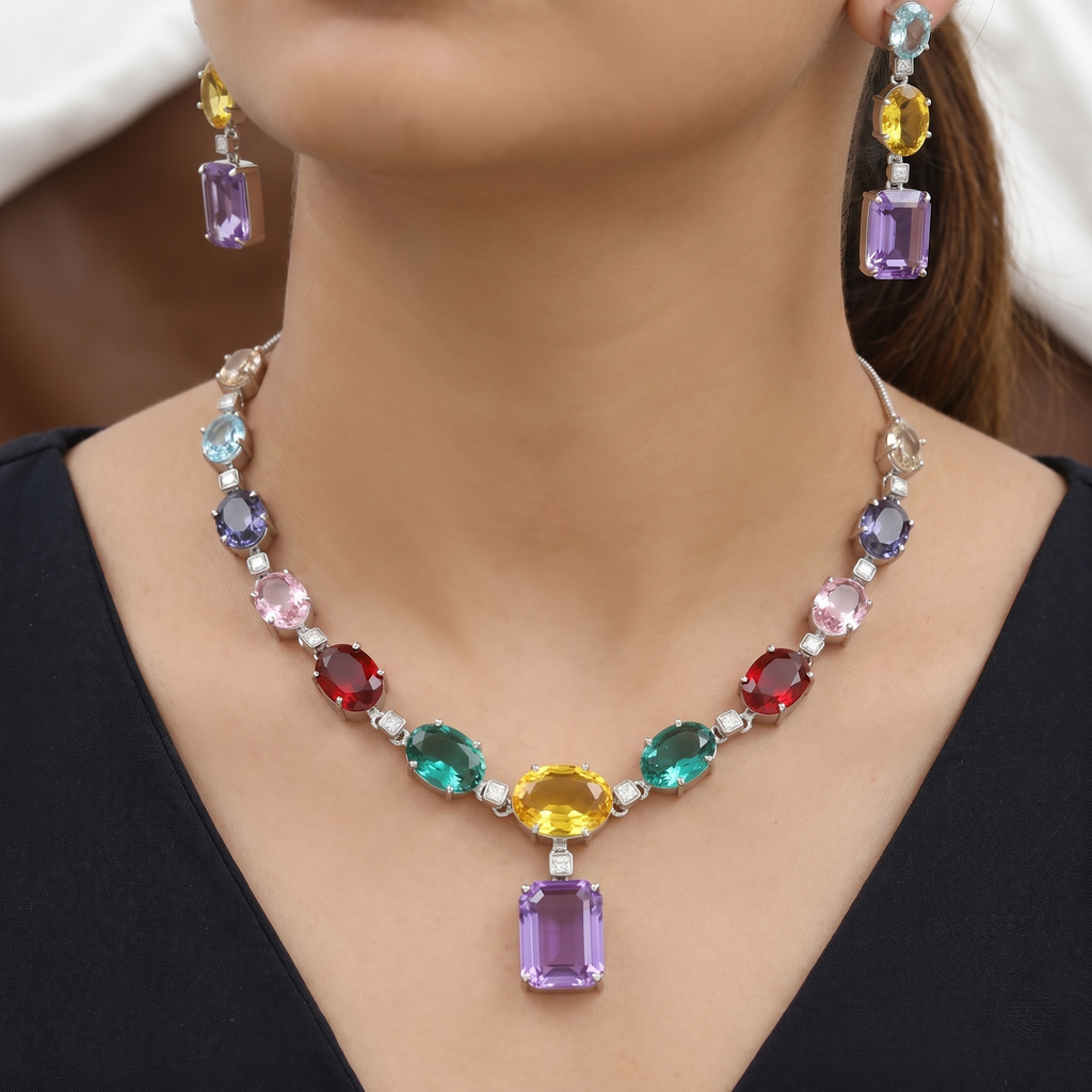 Multicolor Gemstone Necklace Set