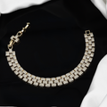 Triple-Row Pave Diamond Chain Bracelet in Gold Plated