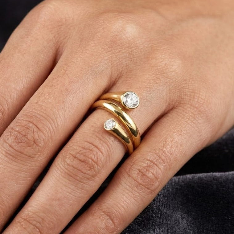 Gold-Tone Double Spiral Wrap Western Ring